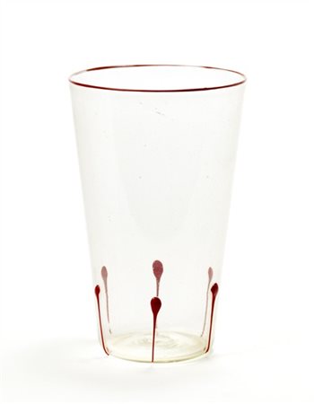 Manifattura di Murano Vaso troncoconico in vetro leggermente fumé con sei gocce