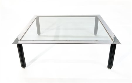 Luigi Caccia Dominioni Tavolo basso modello "T10 Fasce cromate". Produzione Azuc