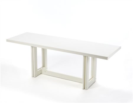 Tavolo con piano apribile a libro in legno massello laccato bianco con guarnizi