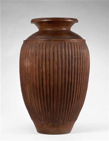 Manifattura di Signa Grande anfora in terracotta con corpo costolato smaltata in