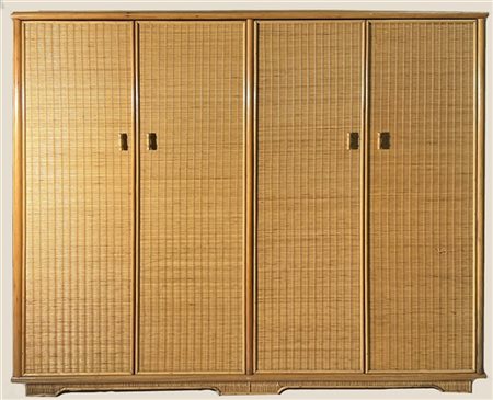 Vivai del Sud (Attribuito)
Armadio a quattro ante in legno, giunco e bambù. Ital