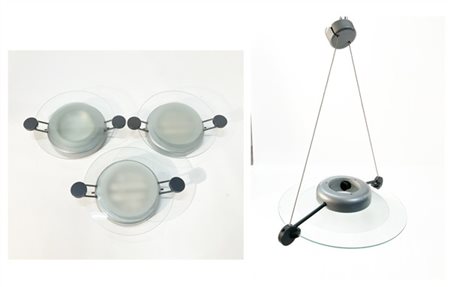 Michele De Lucchi Lotto composto da una lampada da soffitto e tre lampade da par