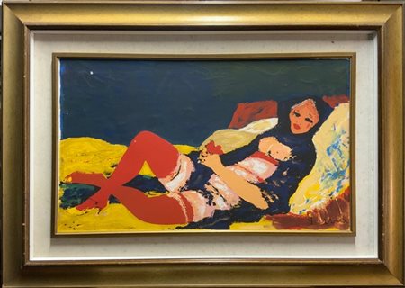 Salvatore Fiume "Odalisca" 
serigrafia - prova d'artista su tela
cm 47x80
firmat