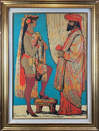 Salvatore Fiume "Senza titolo" 
serigrafia su broccato applicato su masonite
cm