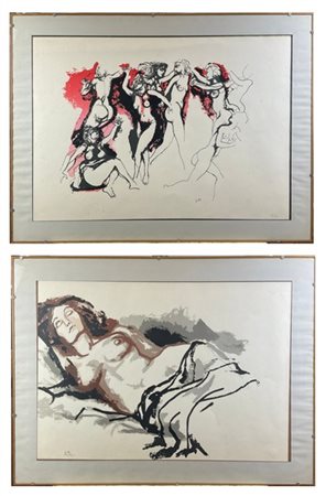 Renato Guttuso Due litografie a colori di soggetti diversi
cm 49x69
firma a stam