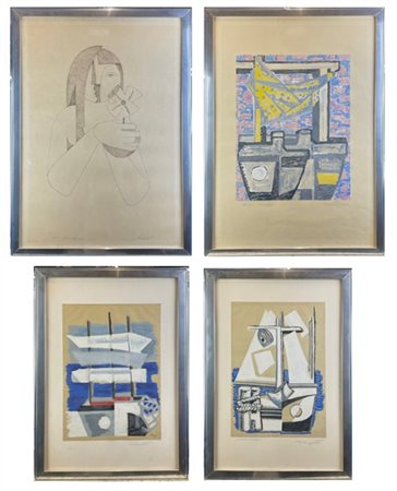 Alberto Colognato Lotto composto da quattro tecniche miste su carta di soggetto