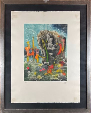 Roberto Matta "Ninphée" 1981
acquaforte e acquatinta a colori
(lastra cm 42x31,5