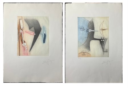 Wifredo Lam Due acqueforti e acquetinte a colori di diverso soggetto
fogli cm 62
