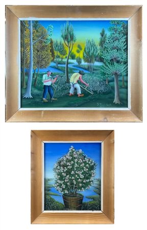 Josip Horvat Due dipinti ad olio su vetro di soggetti e misure diverse
cm 45x55