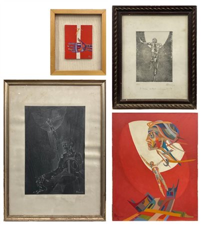 AUGUSTO PELLICCIONE Lotto composto da un olio su tela e uno compensato, una tecn