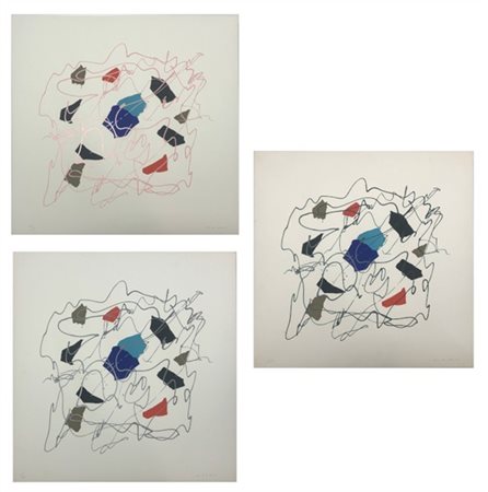 Giulio Turcato Tre litografie a colori
cm 62x60
firmate e numerate in basso a ma