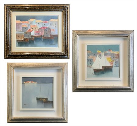 Lido Bettarini Lotto composto da tre oli su tela raffiguranti paesaggi (misura m