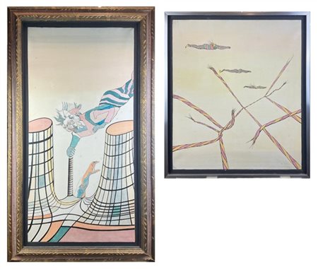 ROMANO FARINA Lotto composto da due oli su tela di soggetto e misure diverse
cm