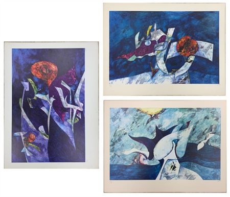 Gianni Dova tre stampe offset a colori
cm 63x82
firmate e numerate in basso a ma