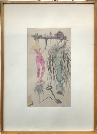 Franco Assetto "Senza titolo" 1953
tecnica mista su carta
cm 42,5x24
firmato e d