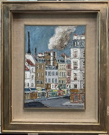 Orfeo Tamburi "Parigi" 
olio su tela applicata su tela
cm 40x30
firmato in basso