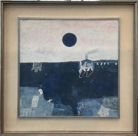 Gustavo Foppiani "Una nave vicino ad Arzew" 1970
olio su compensato
cm 50x50
Fir