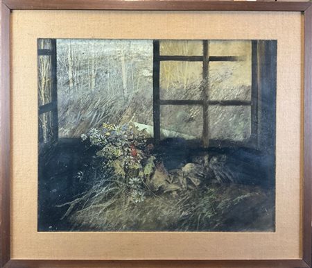 Giuseppe Banchieri "Fiori alla finestra" 1966
olio su tela
cm 45x55
firmato, dat