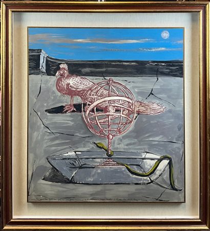 Sergio Vacchi Bozzetto a tecnica mista su base litografica per la mostra Galileo