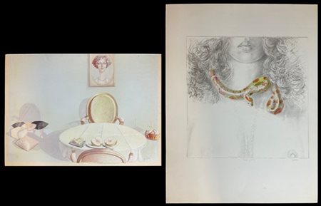 Walter Falconi Lotto composto da una tecnica mista e olio su cartone telato e un