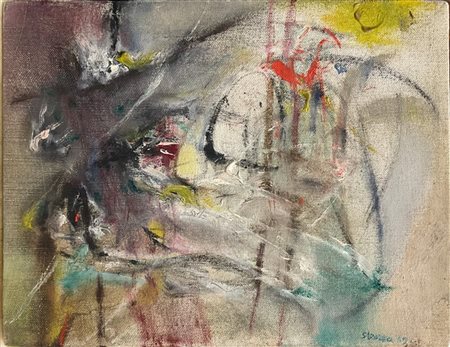 Guido Strazza "Senza titolo" 1952
olio su tela
cm 19x24,5
firmato e datato in ba