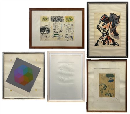 Lotto composto da tre grafiche astratte di autori, soggetti e misure diverse (m