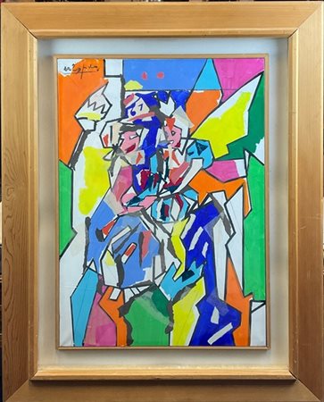 Ugo Nespolo "Vicenda rosa" 
acrilico e collage su tela
cm 70x49,5
Firmato in alt