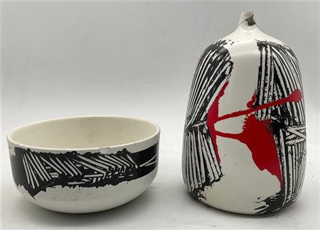 Emilio Scanavino Lotto composto da due multipli: un vaso e una ciotola serigrafa