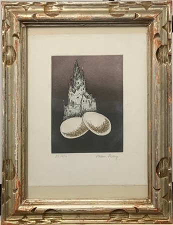 Man Ray "Une Cathédrale" 1972
acquaforte e acquatinta
(lastra cm 18x13,5; foglio