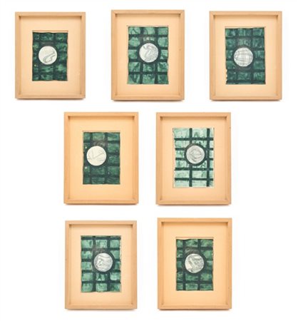 DOMENICO BIANCHI "Senza titolo" 
sette acquerelli e calcografie su carta
cm 23x1