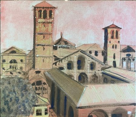 James Merlin "Milano (S. Ambrogio)" 2002
acrilico su tela
cm 61x71
firmato e loc