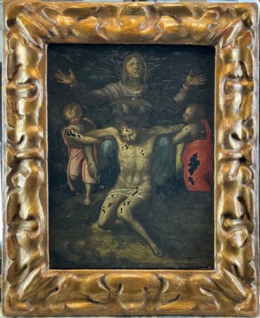 Ignoto del secolo XVII

"Pietà"
olio su rame (cm 26,5x21)
al retro iscrizione
i