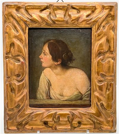 Ignoto del secolo XIX

"Fanciulla di profilo" 
olio su tela (cm 18x14)
in corni