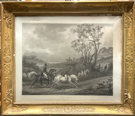 Incisione di Jean Pierre Marie Jazet da C. Vernet intitolata "La Chasse"
(al vi