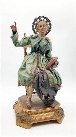 Arte napoletana del secolo XIX. Figura di Sant'Anna seduta in terracotta, occhi