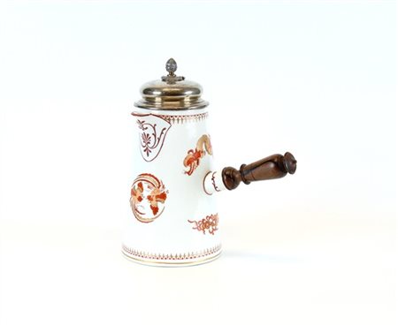 Manifattura Leduc & Cie., Parigi, secolo XIX-XX. Cioccolatiera in porcellana co