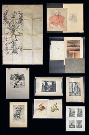 Busta contenente numerosi documenti, disegni e incisioni di epoche ed argomento