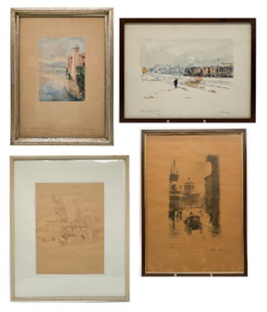 Scuola della prima metà del secolo XX
Lotto composto da due stampe e due tecnic