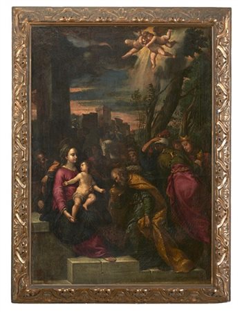 Scuola ferrarese del secolo XVII

"Adorazione dei Magi"
olio su tela (cm 100x70