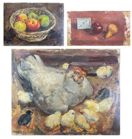 Donato Frisia Lotto composto da tre "Composizioni" ad olio su diversi supporti (