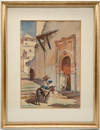 Mattéo Brondy "Scena orientalista" 
acquerello su carta (cm 36,5x25)
firmato in