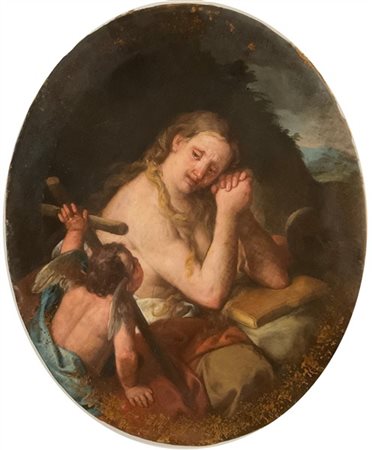 Scuola del secolo XVIII

"Maddalena penitente"
olio su tela ovale (cm 100x82)
(