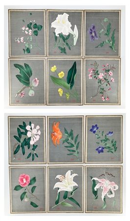 Lotto composto da numerose stampe artistiche che raffigurano fiori diversi
Giap