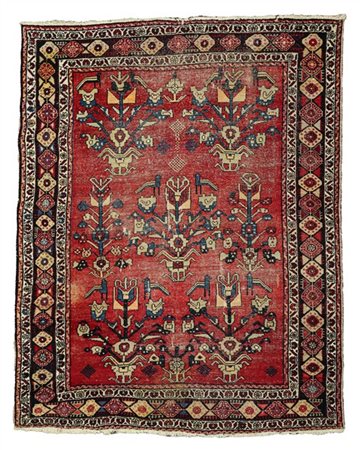 Tappeto Bachtiari, Persia, secolo XX. Decoro con tre file di Alberi della Vita