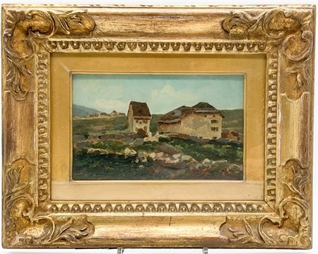 Francesco Sartorelli "Paesaggio a Gallio" 1905
olio su compensato (cm 15x22,5)
f