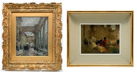 Giuseppe Solenghi "Lotto composto da due dipinti ad olio su diversi supporti di