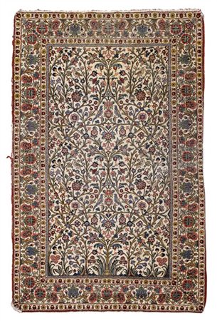 Tappeto Qum Shakeri, Persia, secolo XX. Decoro in stile William Morris con Albe