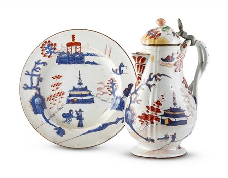 Manifattura Pasquale Rubati, Milano, secolo XVIII. Caffettiera in maiolica con