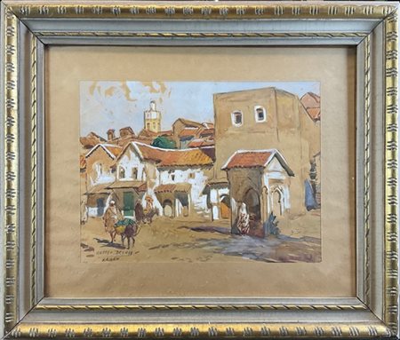 Mattéo Brondy "Veduta di Xauen" 
tecnica mista su carta (cm 34x45)
Firmato e loc