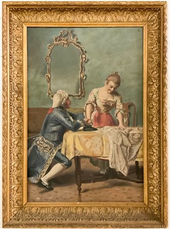 Ignoto di inizio secolo XX

"Corteggiamento" 
olio su tela (cm 80x55)
in cornic